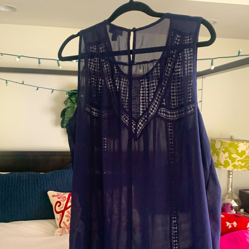 Navy Blue Sheer sleeveless top